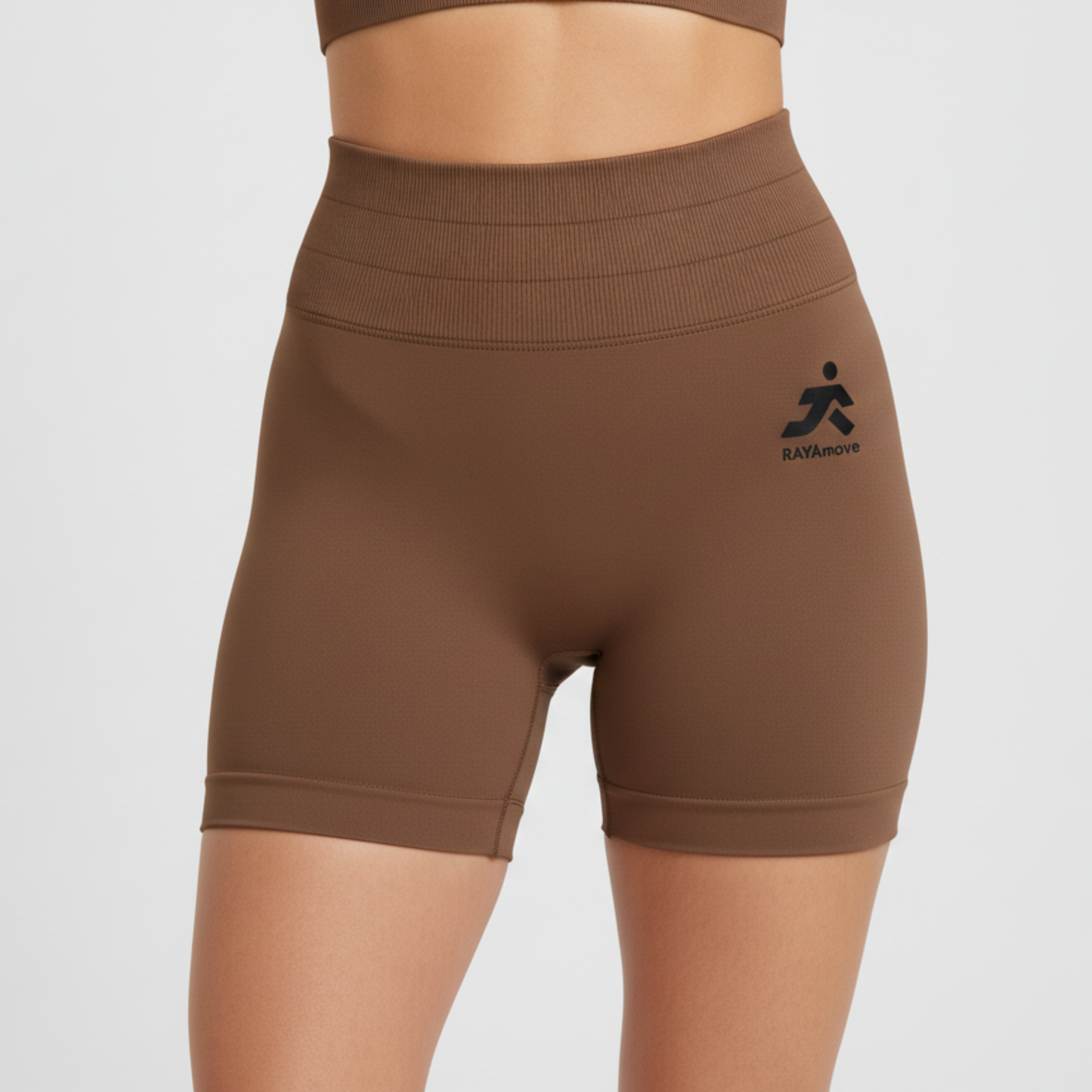 Women Seamless Squat Proof Shorts Brown